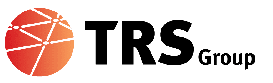 TRS Group logo features a stylized red and orange sphere with interconnected lines, symbolizing networking and collaboration in business.